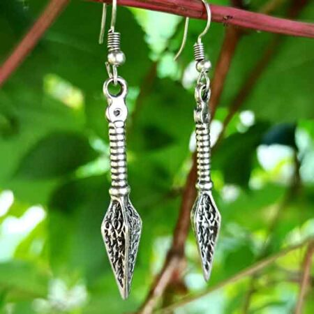 Spear Arrowhead Shaped Women's Earrings Double Pieces Silver Plated Handmade Women's Earrings