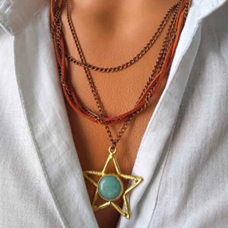 Special Design Natural Stone Suede Necklace
