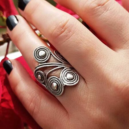 Eccentric Spiral Silverplated Adjustable Handmade Ring