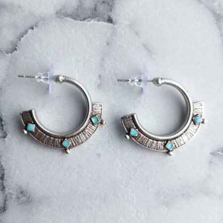 Enamelled Circular Shaped Silver Plated Handmade Earrings