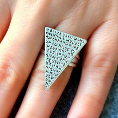 Triangle Shaped Handmade Ring With Sumerian Inscription